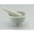 30128 White Striped Marble Mortar & Pestle